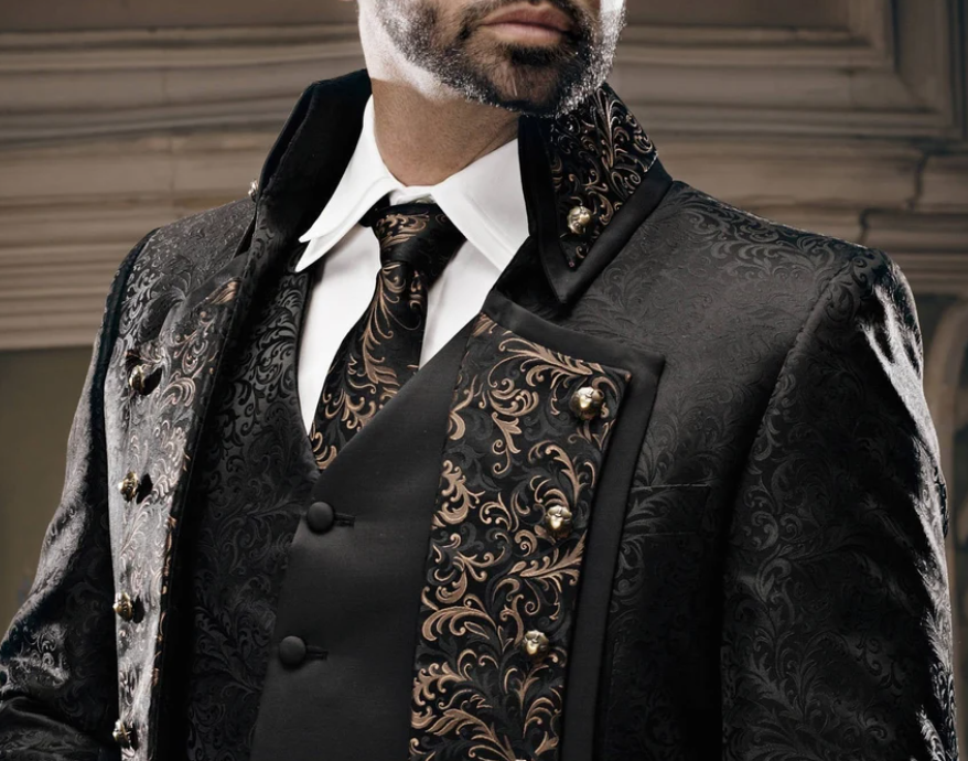 Black Brocade Frock Coat with Red Embroidery Secondary image