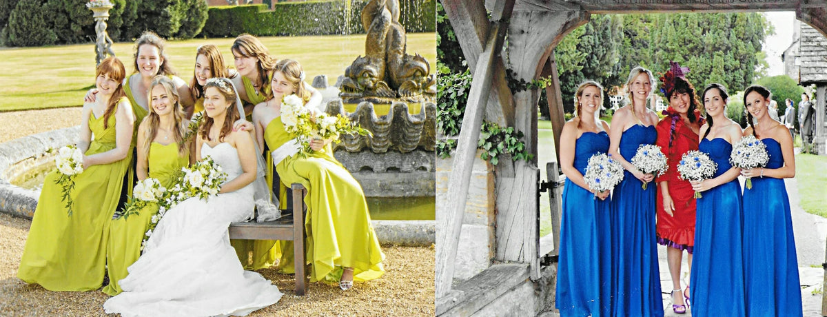 XCLUSIV brides with their bridesmaids in made-to-measure dresses