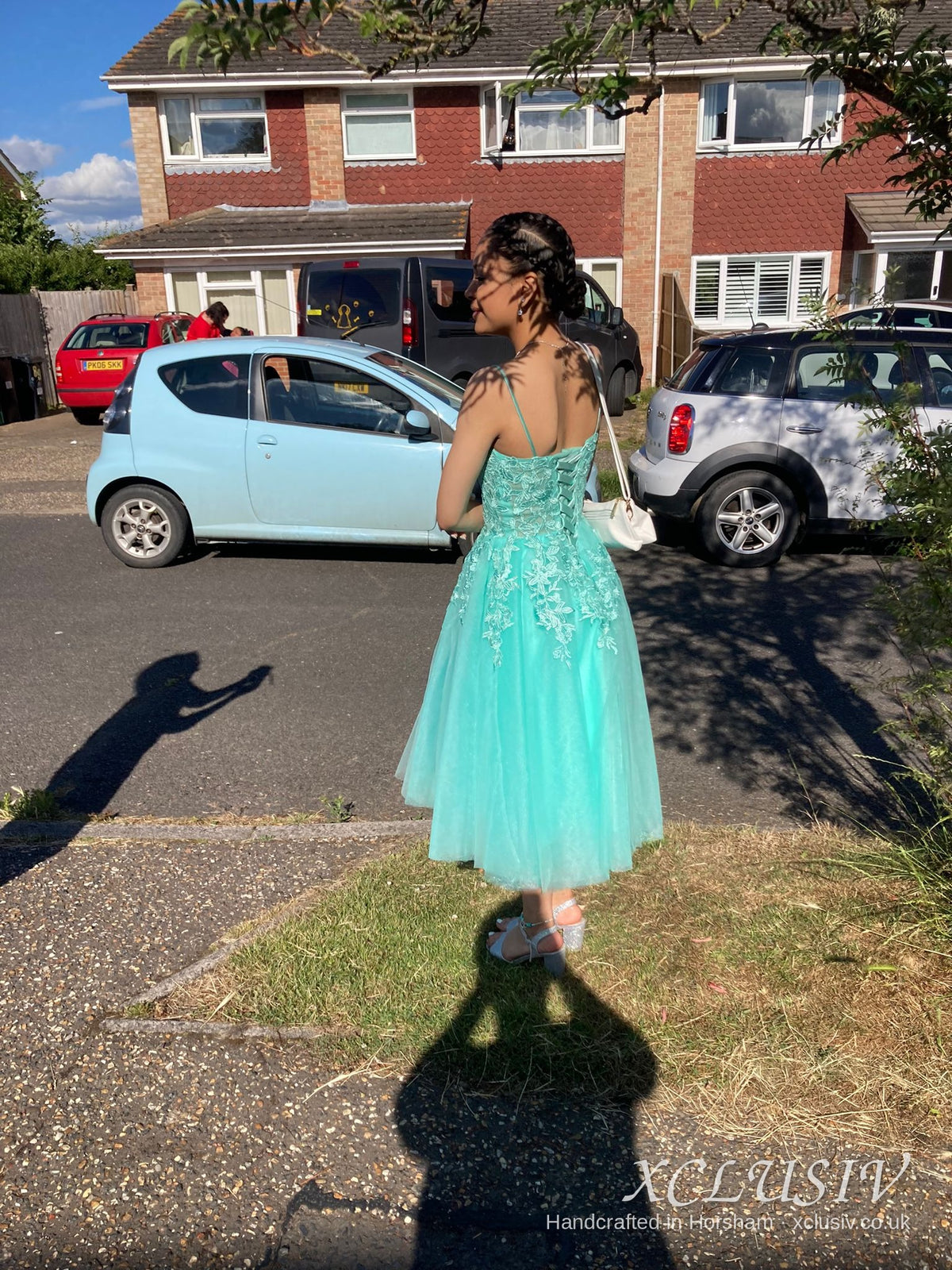 Aqua Lace Tulle Tea-Length Prom Dress – XCLUSIV Horsham