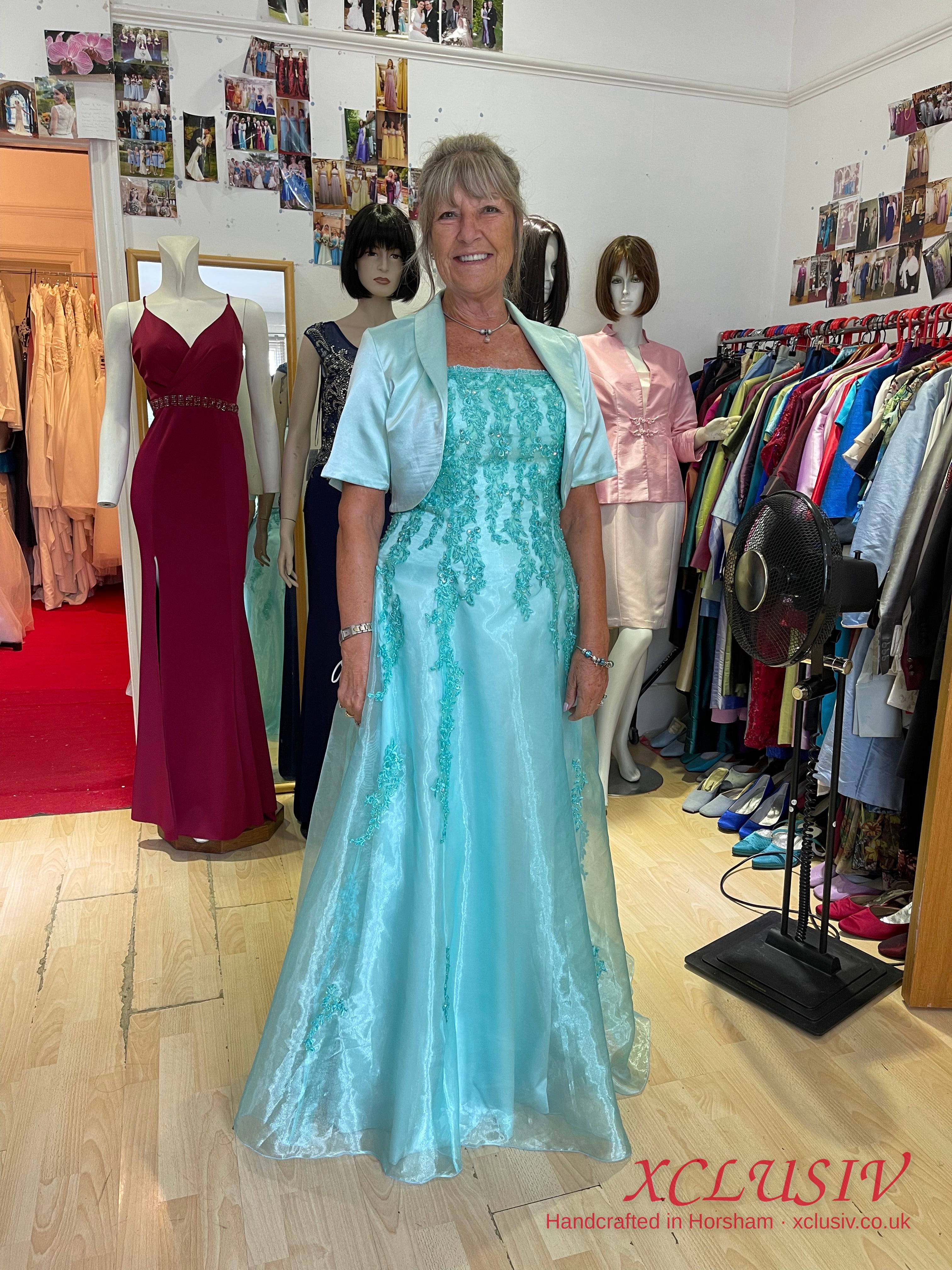 Aqua Embroidered Organza Mother of the Bride Dress with Bolero Secondary image