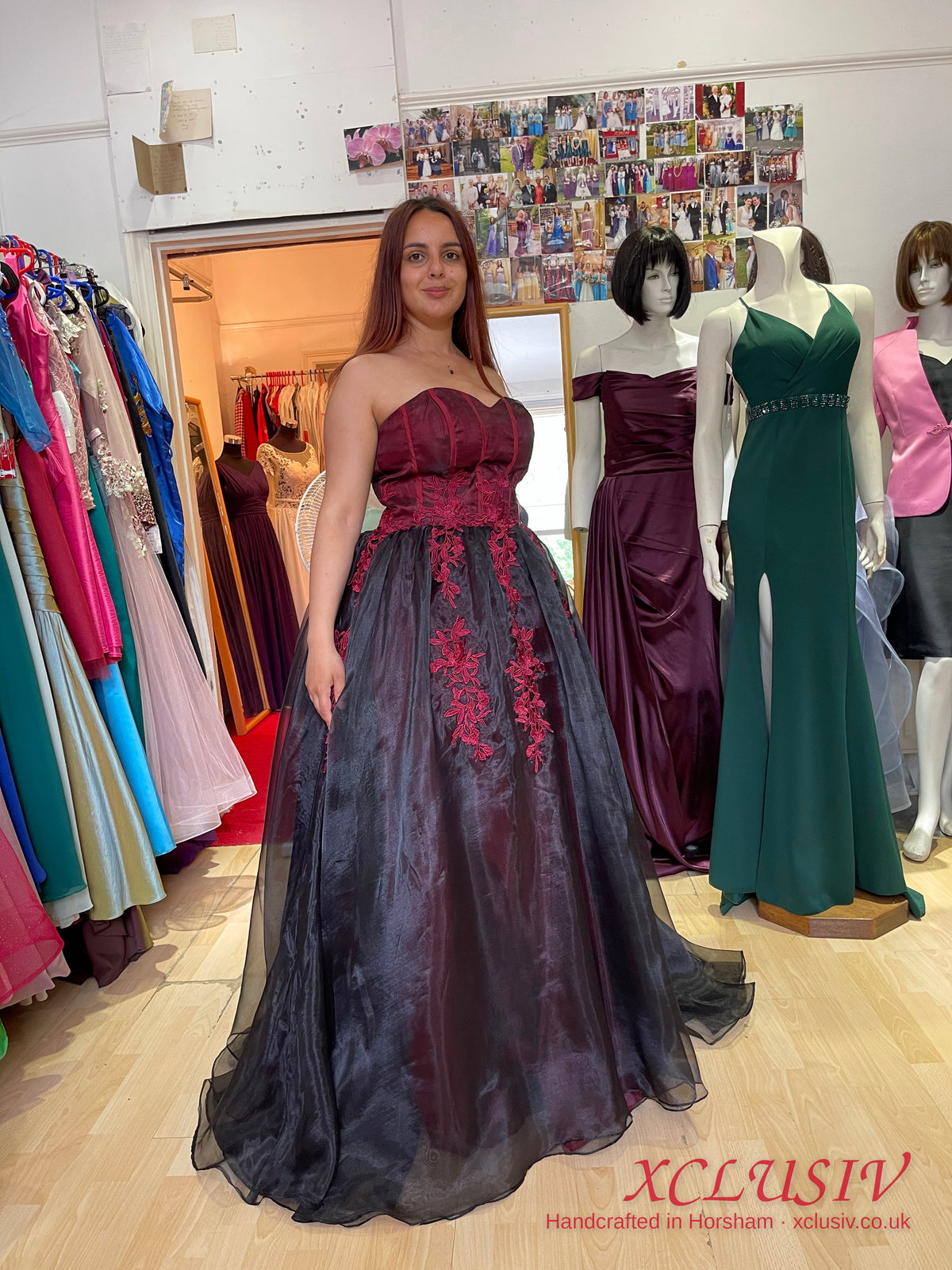 Black & Red Embroidered Organza Corset Ball Gown Prom Dress – XCLUSIV Horsham