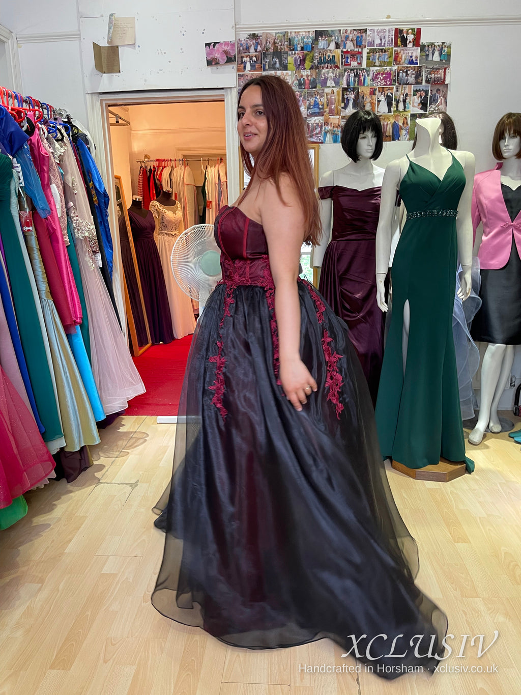 Black & Red Embroidered Organza Corset Ball Gown Prom Dress – XCLUSIV Horsham (view 2)