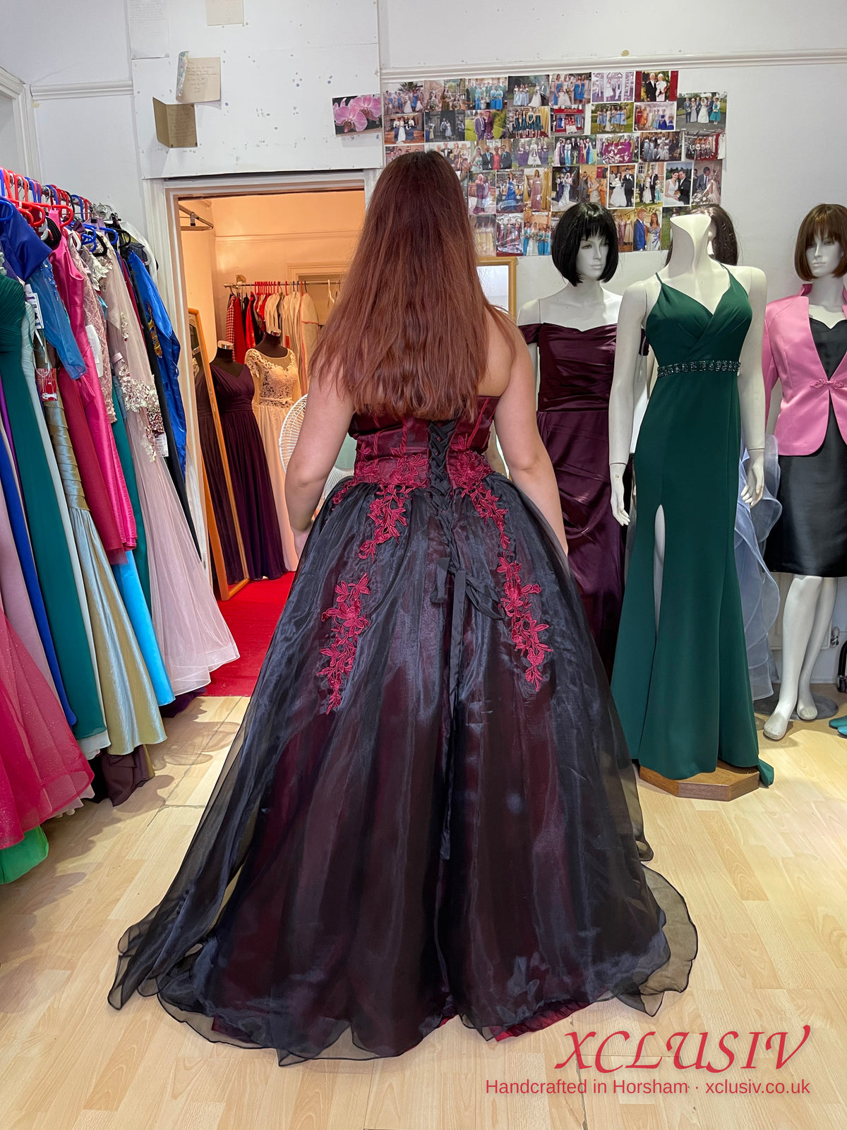 Black & Red Embroidered Organza Corset Ball Gown Prom Dress – XCLUSIV Horsham (view 3)