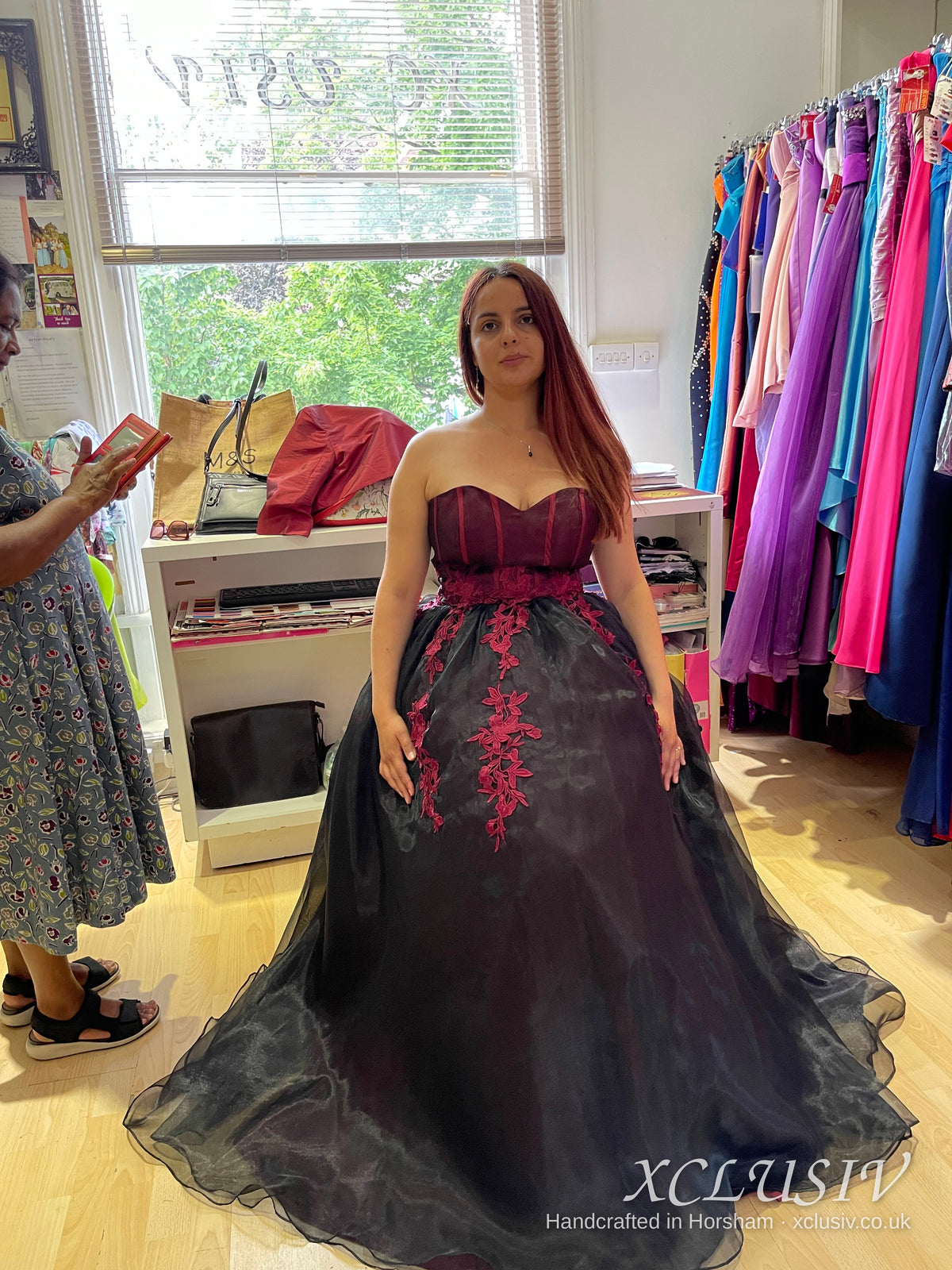 Black & Red Embroidered Organza Corset Ball Gown Prom Dress – XCLUSIV Horsham (view 6)
