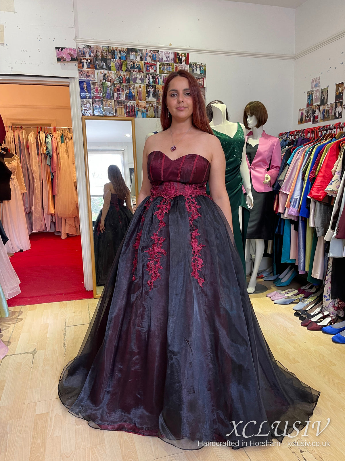 Black & Red Embroidered Organza Corset Ball Gown Prom Dress – XCLUSIV Horsham (view 11)