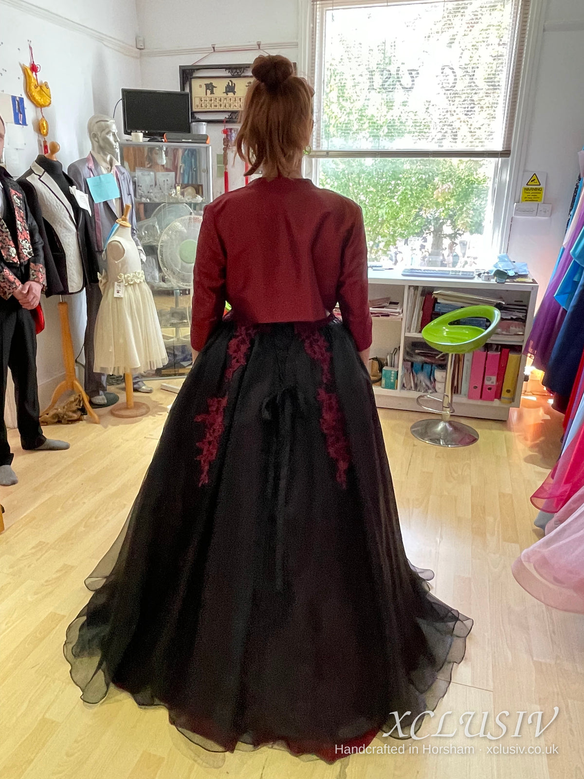 Black & Red Embroidered Organza Corset Ball Gown Prom Dress – XCLUSIV Horsham (view 14)