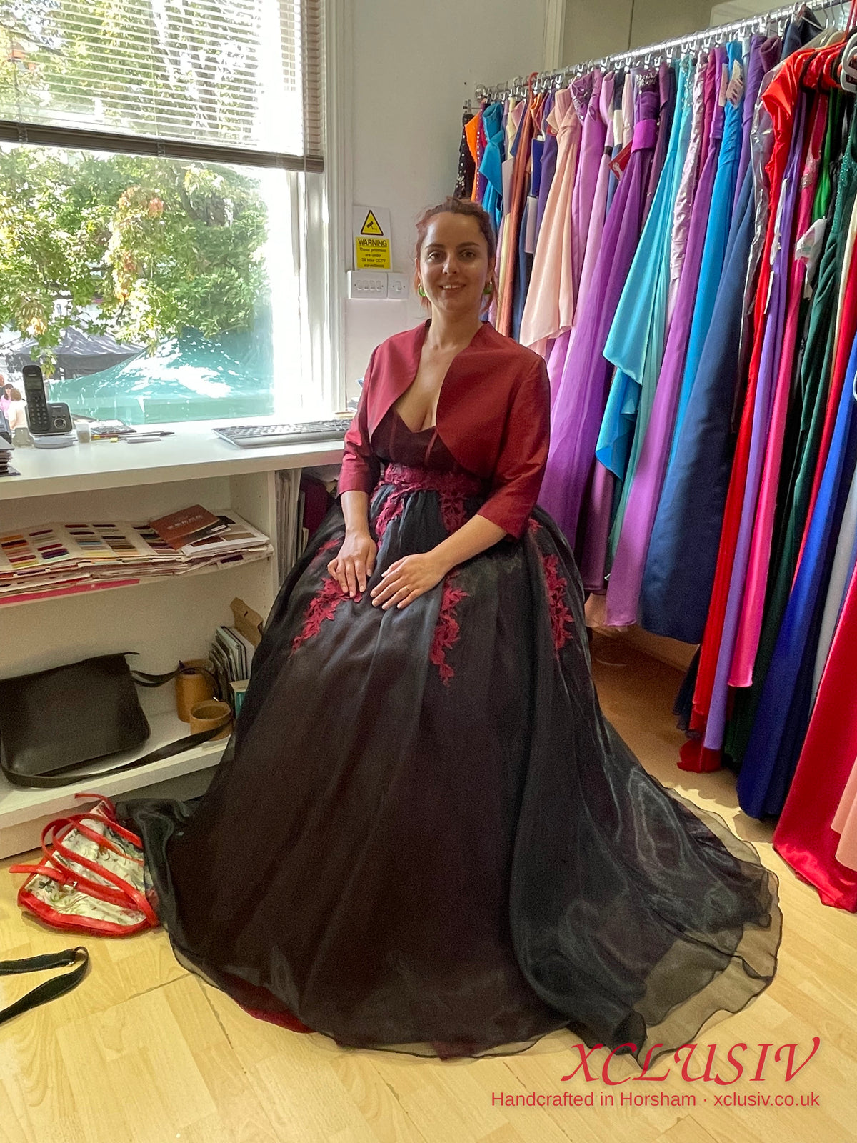 Black & Red Embroidered Organza Corset Ball Gown Prom Dress – XCLUSIV Horsham (view 15)