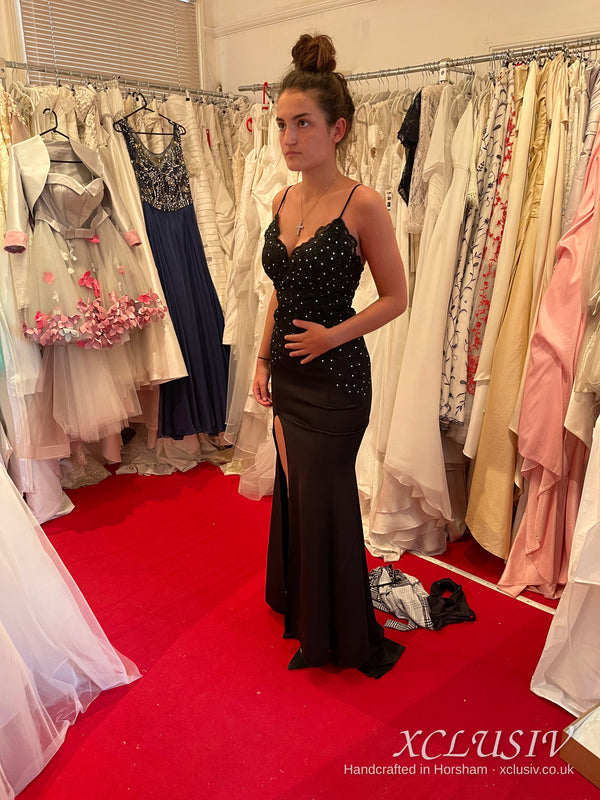 Black Beaded Bodice Mermaid Split Prom Dress – XCLUSIV Horsham