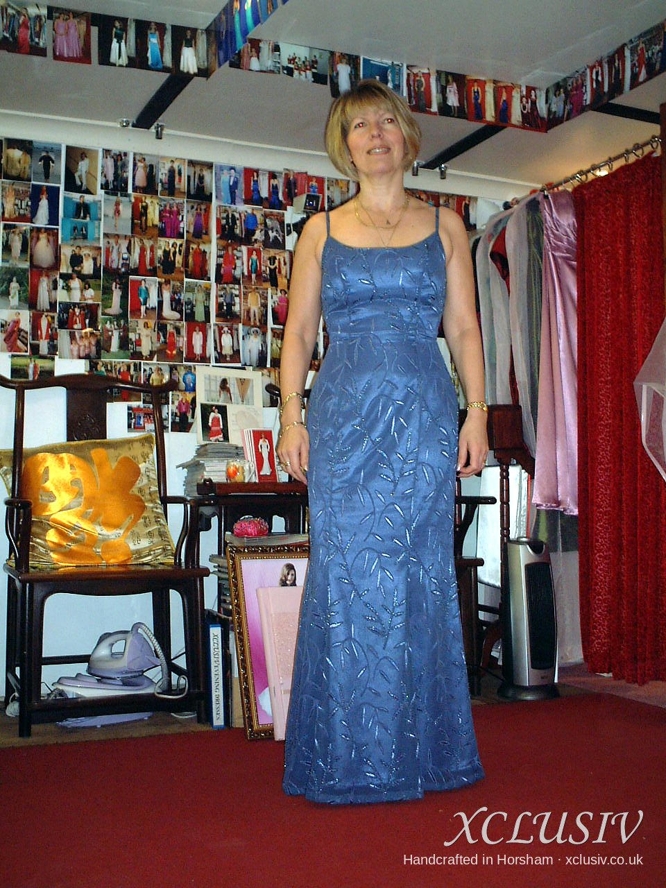 Blue Jacquard Spaghetti-Strap Fishtail Dress – Mother of the Bride – XCLUSIV Horsham