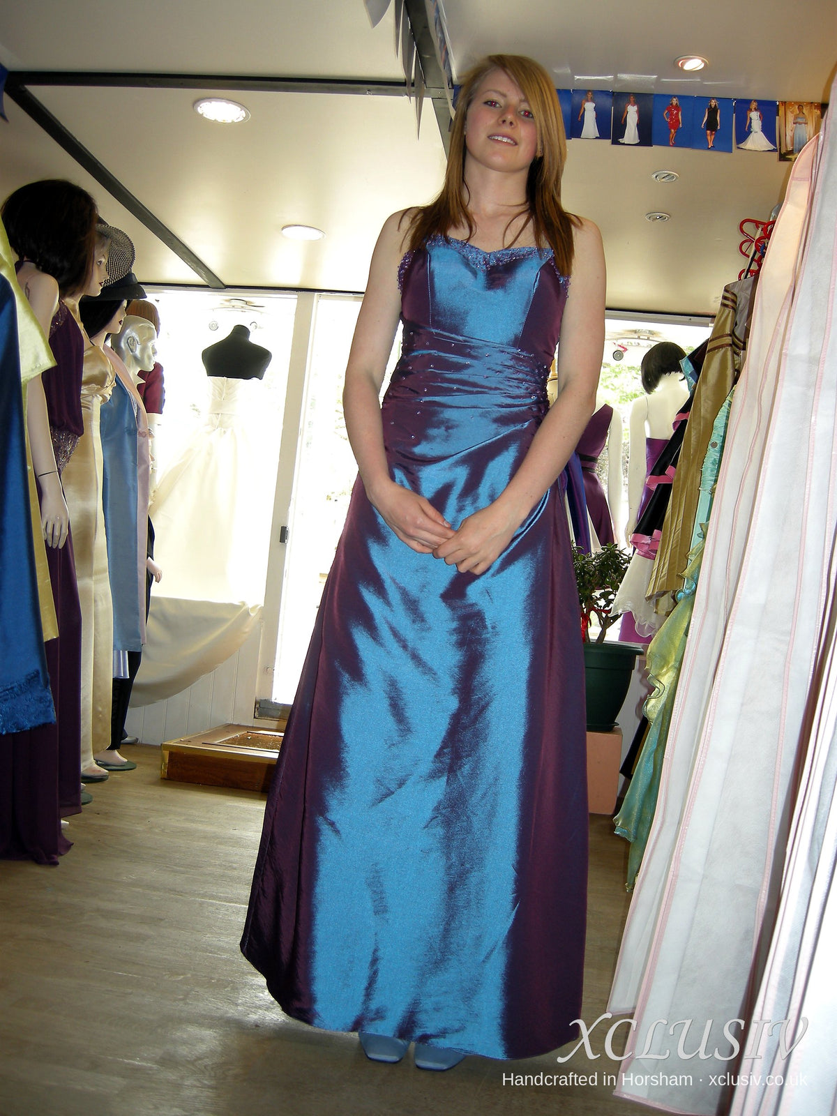 Blue Shot Taffeta Strapless Bridesmaid Dress – XCLUSIV Horsham