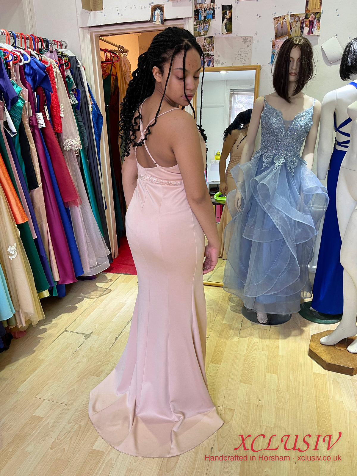 Blush Crepe Cross-Back Mermaid Prom Dress – XCLUSIV Horsham