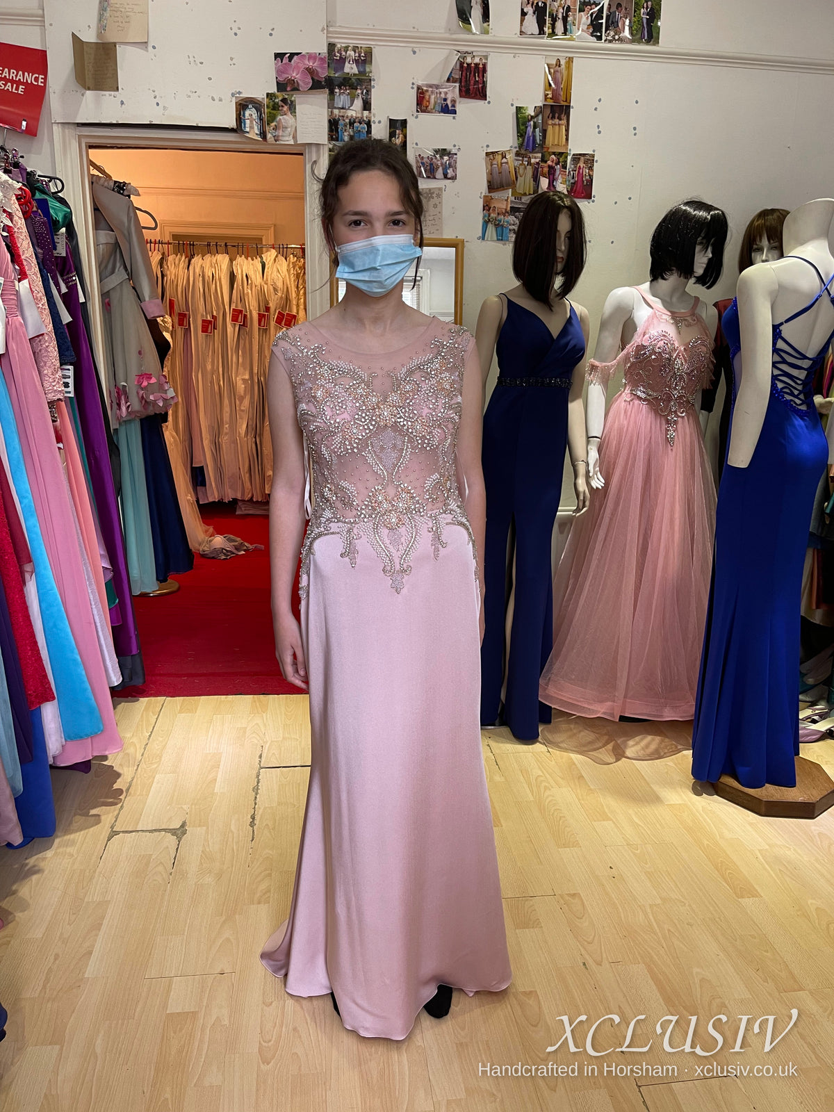 Blush Pink Beaded Illusion Bodice Prom Dress – XCLUSIV Horsham (view 2)