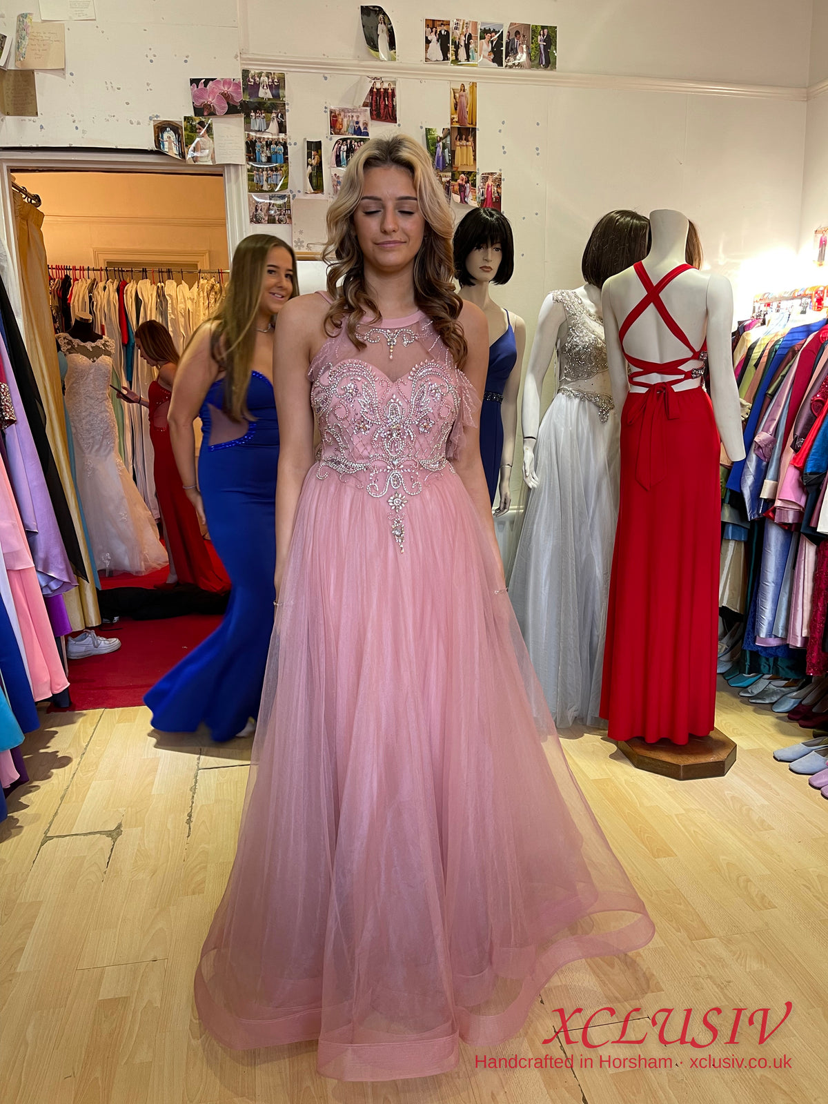 Blush Pink Tulle Beaded Halter Prom Dress – XCLUSIV Horsham