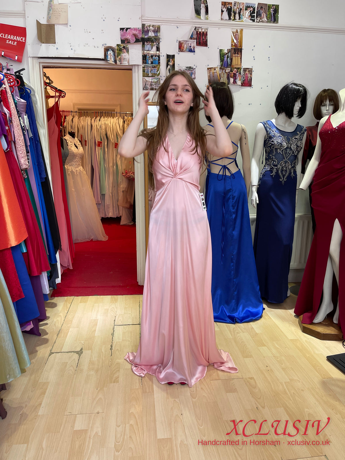 Blush Satin Halter Twist Prom Dress – XCLUSIV Horsham