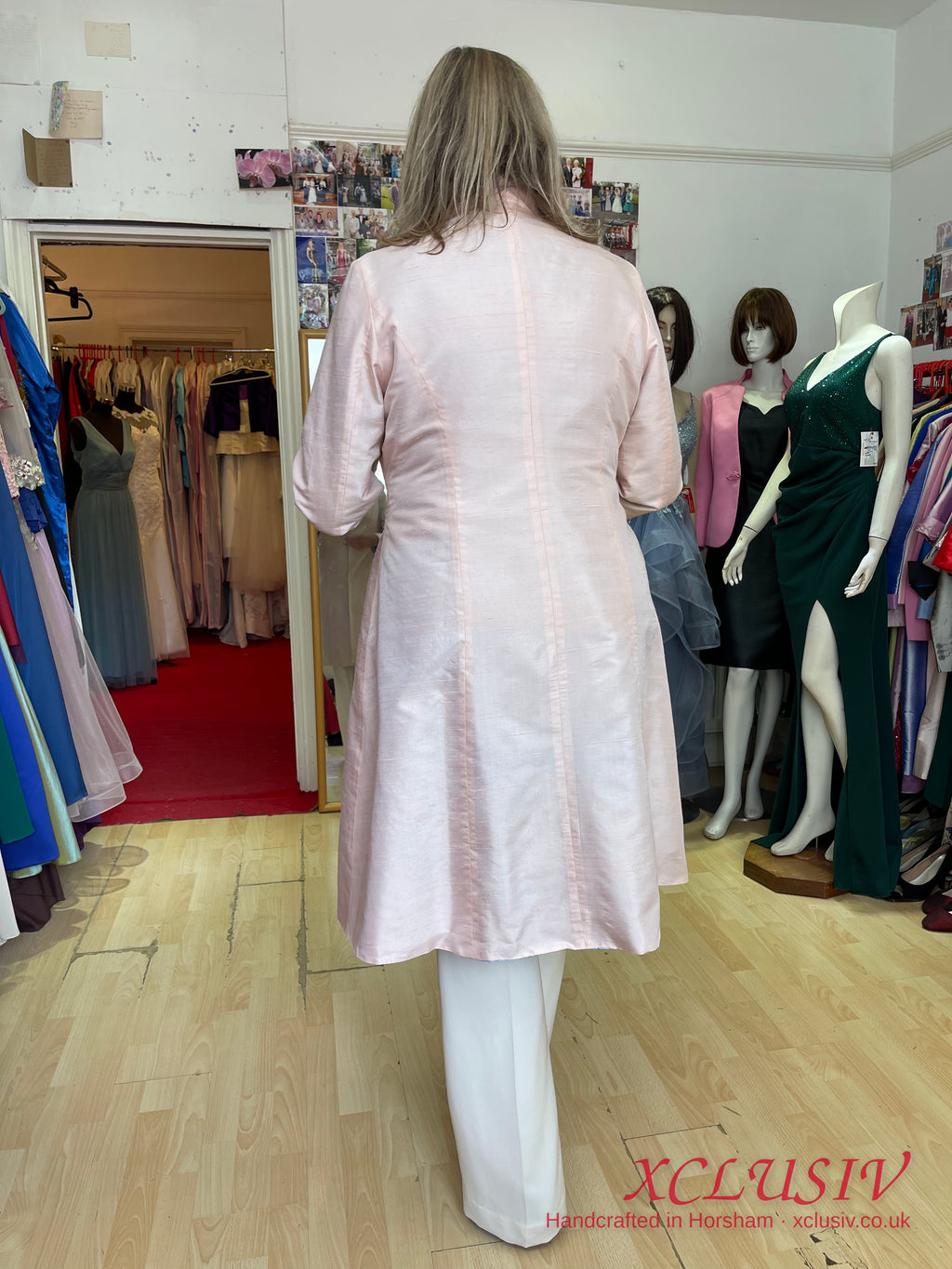 Blush Silk Long Coat & Ivory Trousers – Mother of the Bride – XCLUSIV Horsham (view 2)
