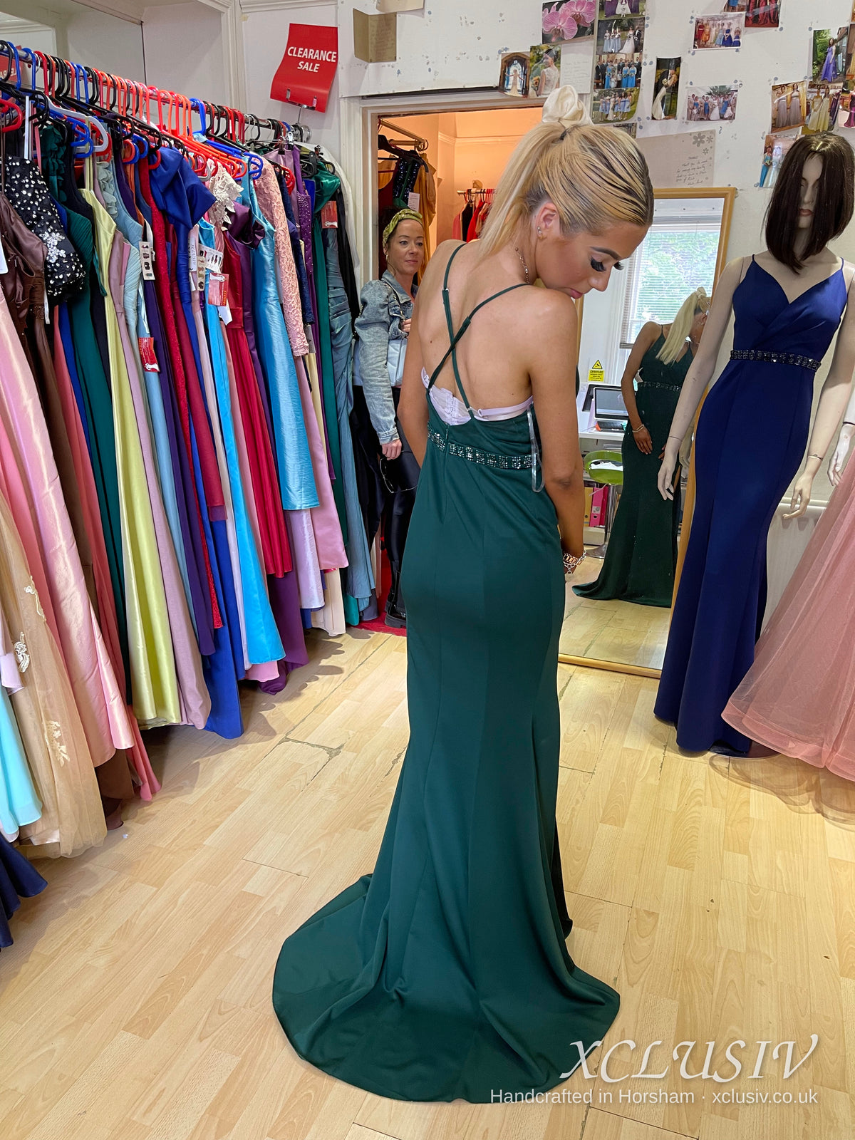 Bottle Green Crepe Cross-Back Mermaid Prom Dress – XCLUSIV Horsham (view 5)