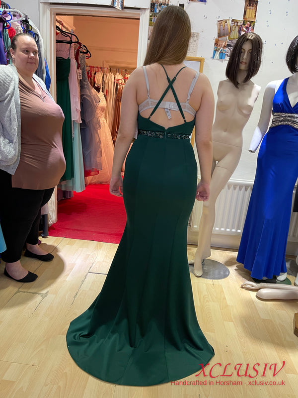 Bottle Green Crepe Cross-Back Mermaid Prom Dress – XCLUSIV Horsham (view 7)