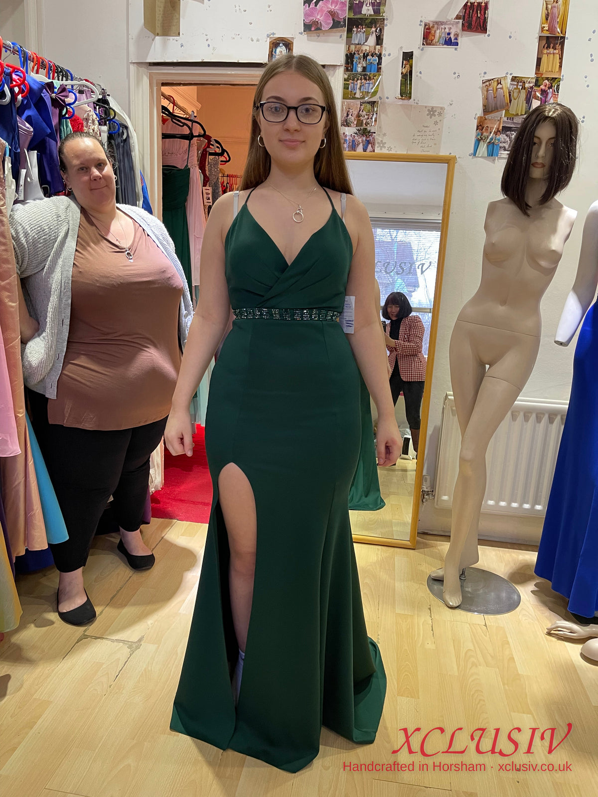 Bottle Green Crepe Cross-Back Mermaid Prom Dress – XCLUSIV Horsham (view 8)