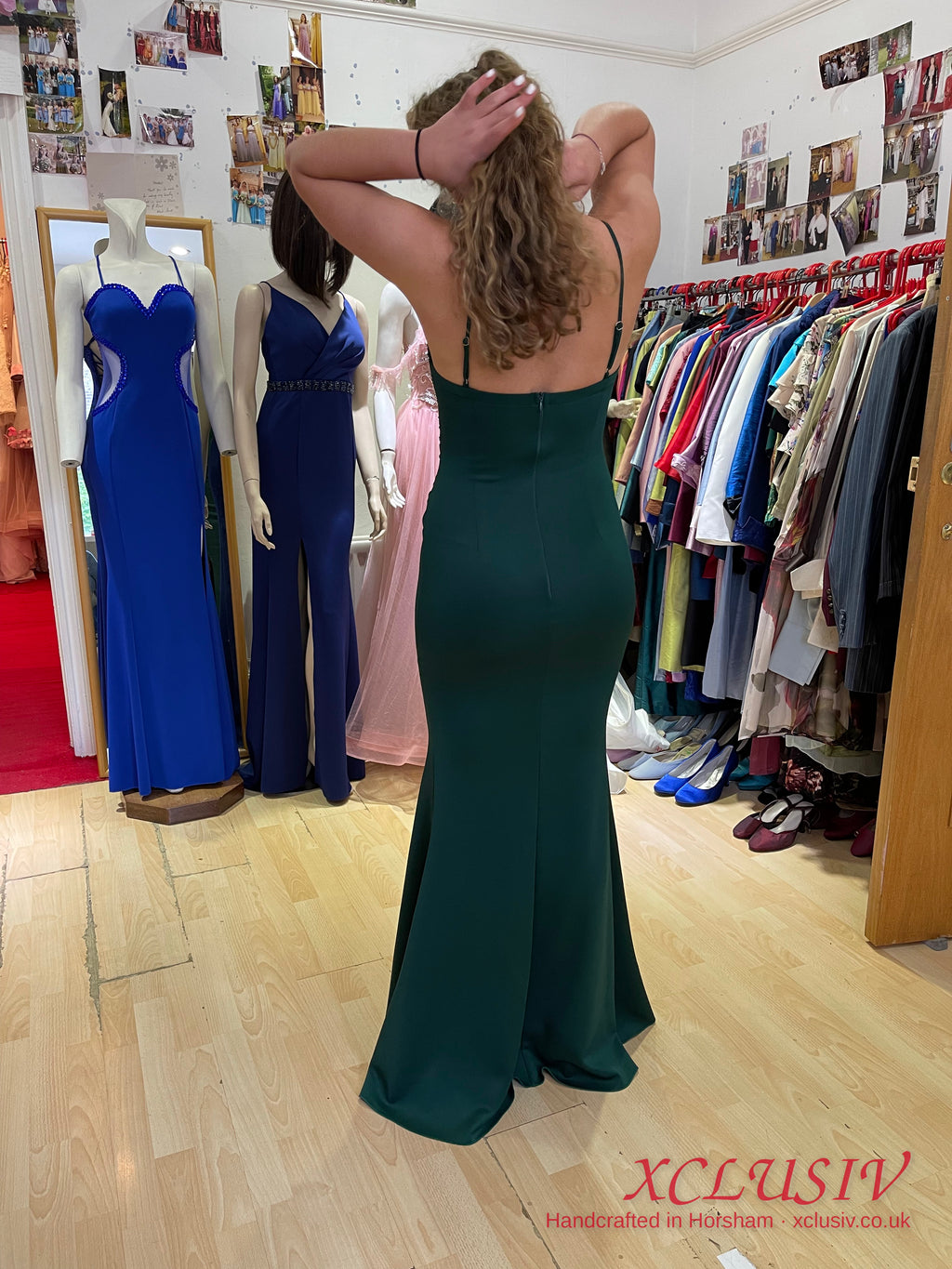 Bottle Green Crepe Split Prom Dress – XCLUSIV Horsham (view 8)