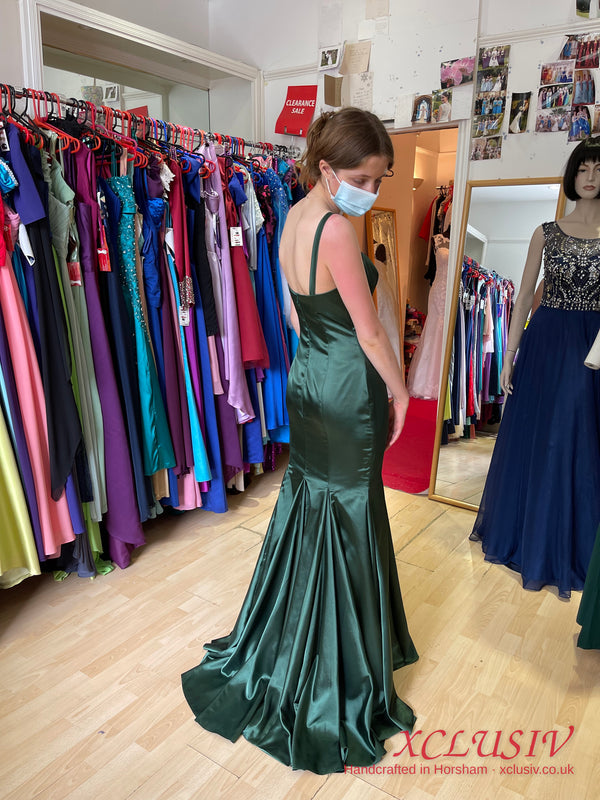 Bottle Green Satin Mermaid Prom Dress – XCLUSIV Horsham