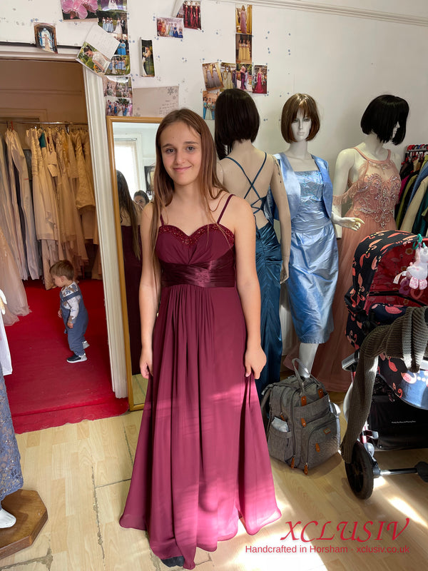 Burgundy Chiffon Sweetheart Junior Bridesmaid Dress – XCLUSIV Horsham