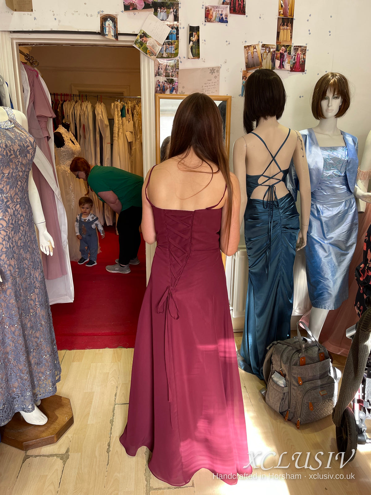 Burgundy Chiffon Sweetheart Junior Bridesmaid Dress – XCLUSIV Horsham (view 2)