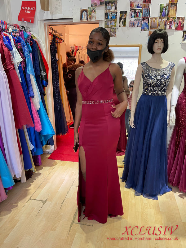 Burgundy Crepe Split Mermaid Prom Dress – XCLUSIV Horsham