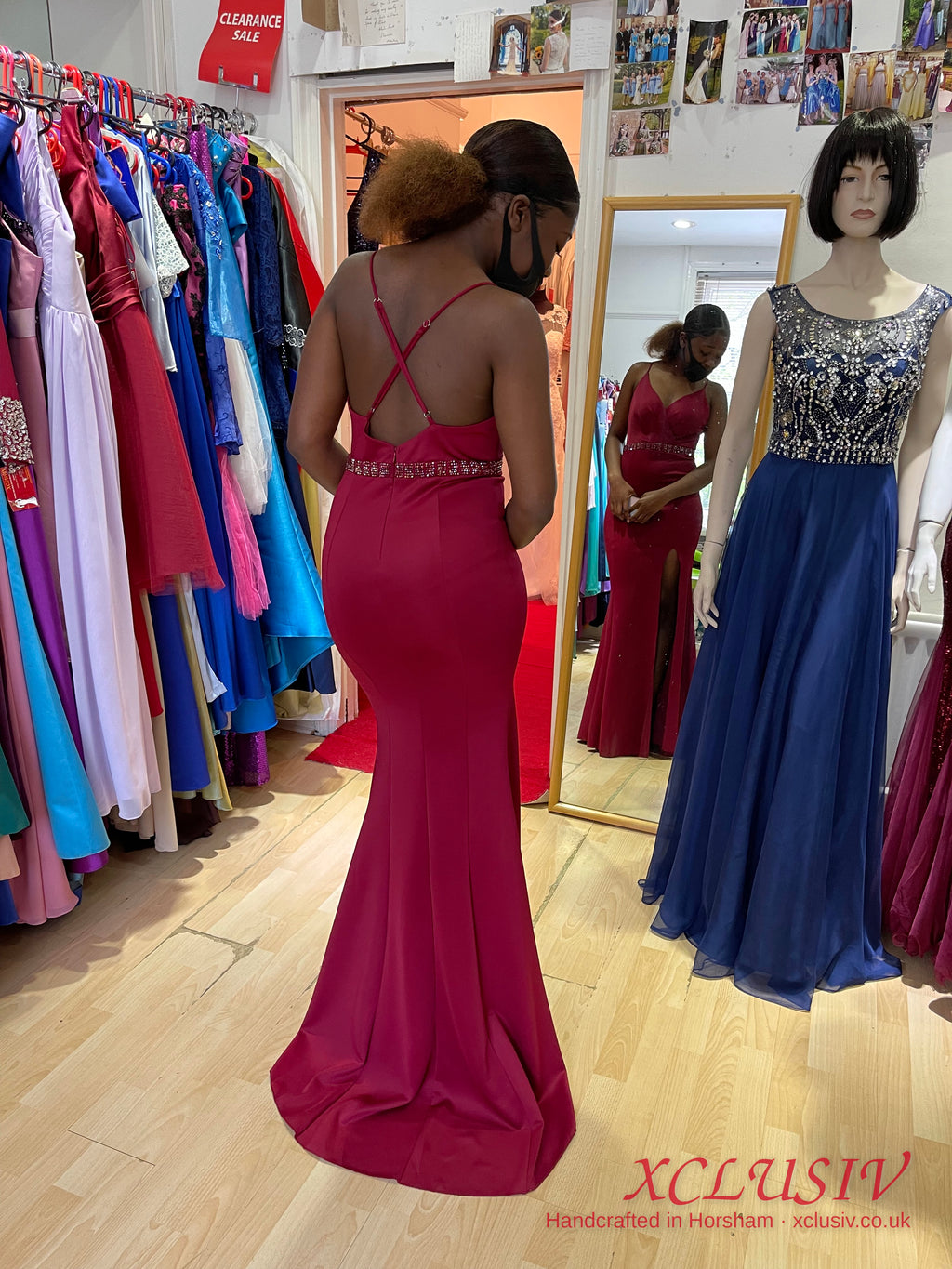 Burgundy Crepe Split Mermaid Prom Dress – XCLUSIV Horsham (view 2)