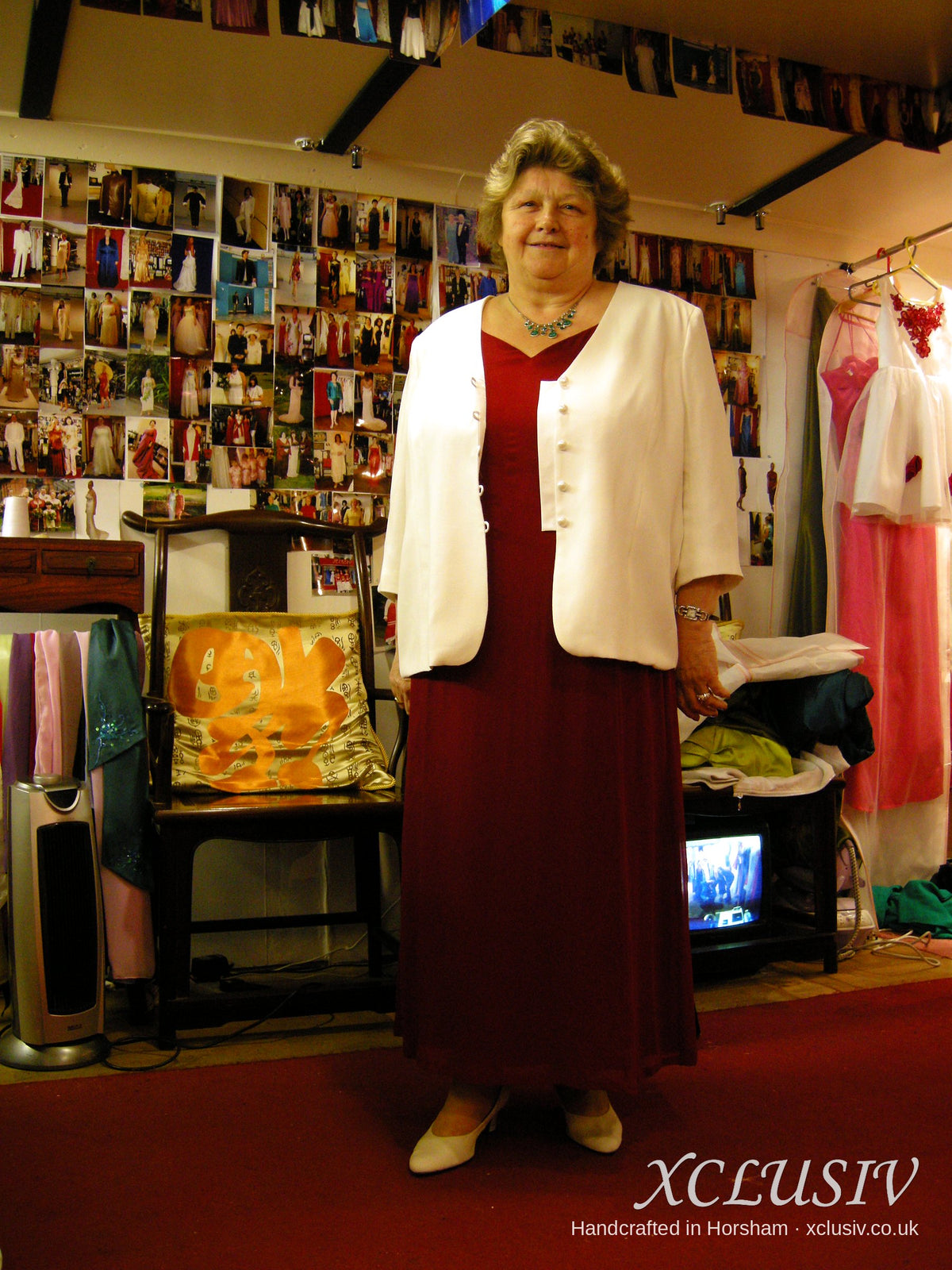 Burgundy Long Dress & Ivory Jacket – Mother of the Bride – XCLUSIV Horsham Main image