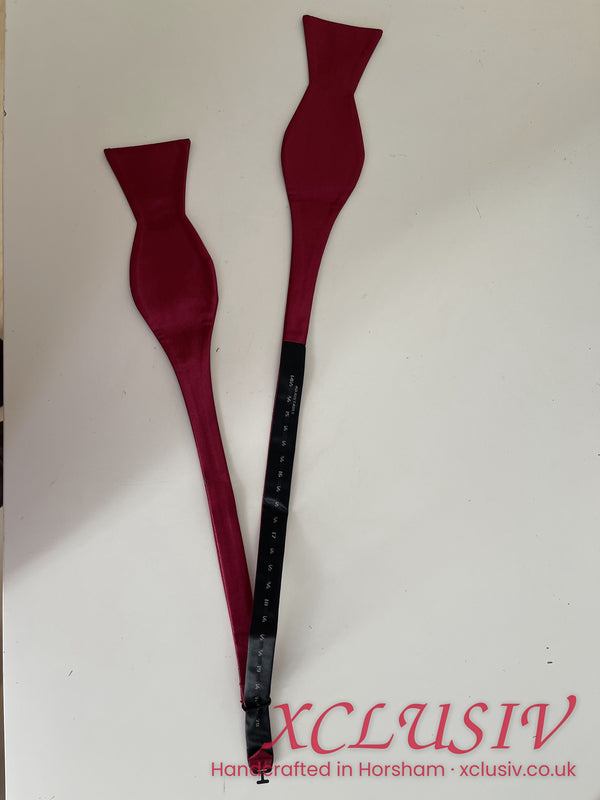 Burgundy satin self-tie bow tie and pocket square – XCLUSIV Horsham (view 6)