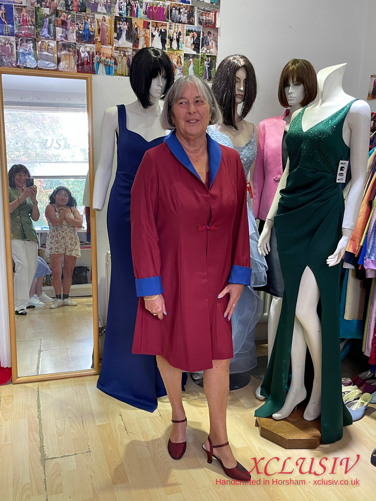 Burgundy Silk Coat with Royal Blue Collar – Mother of the Bride – XCLUSIV Horsham