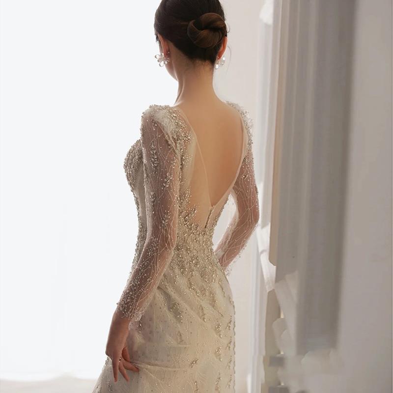 Beading detail on mermaid gown - XCLUSIV
