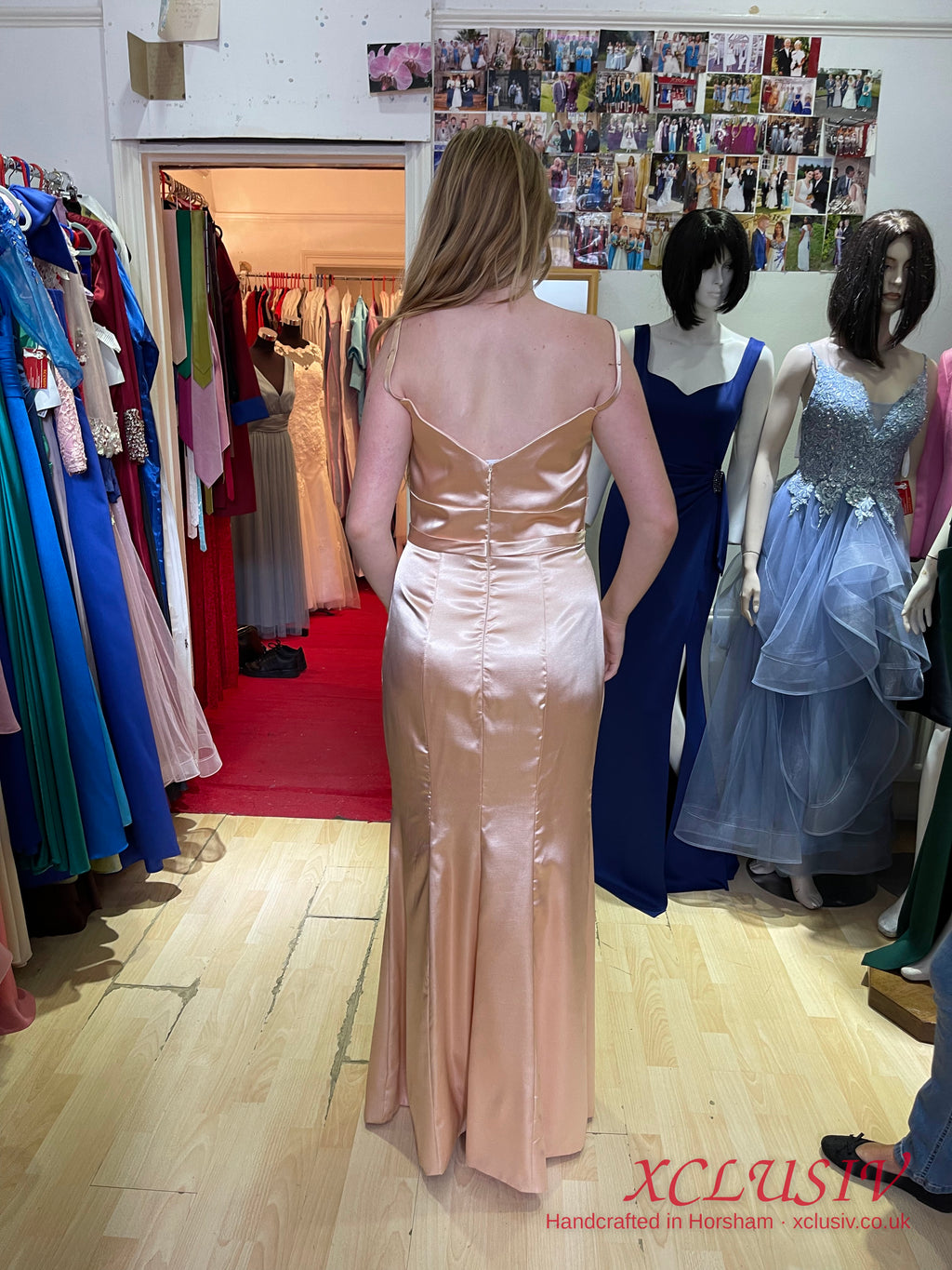 Champagne Satin Cowl-Neck Fitted Bridesmaid Dress – XCLUSIV Horsham