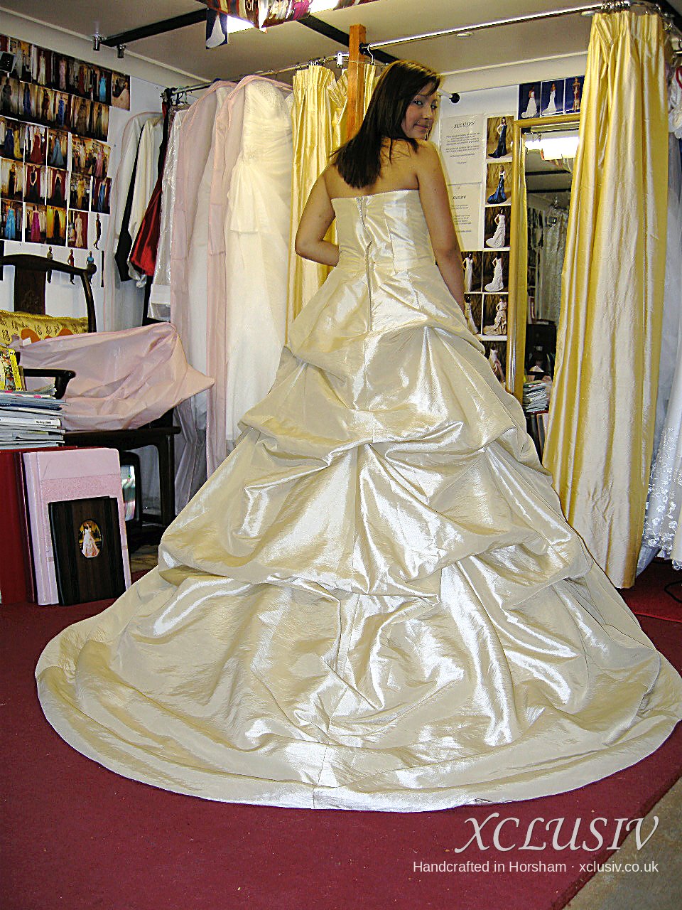 Champagne Taffeta Pick-Up Ball Gown Wedding Dress – XCLUSIV Horsham (view 2)