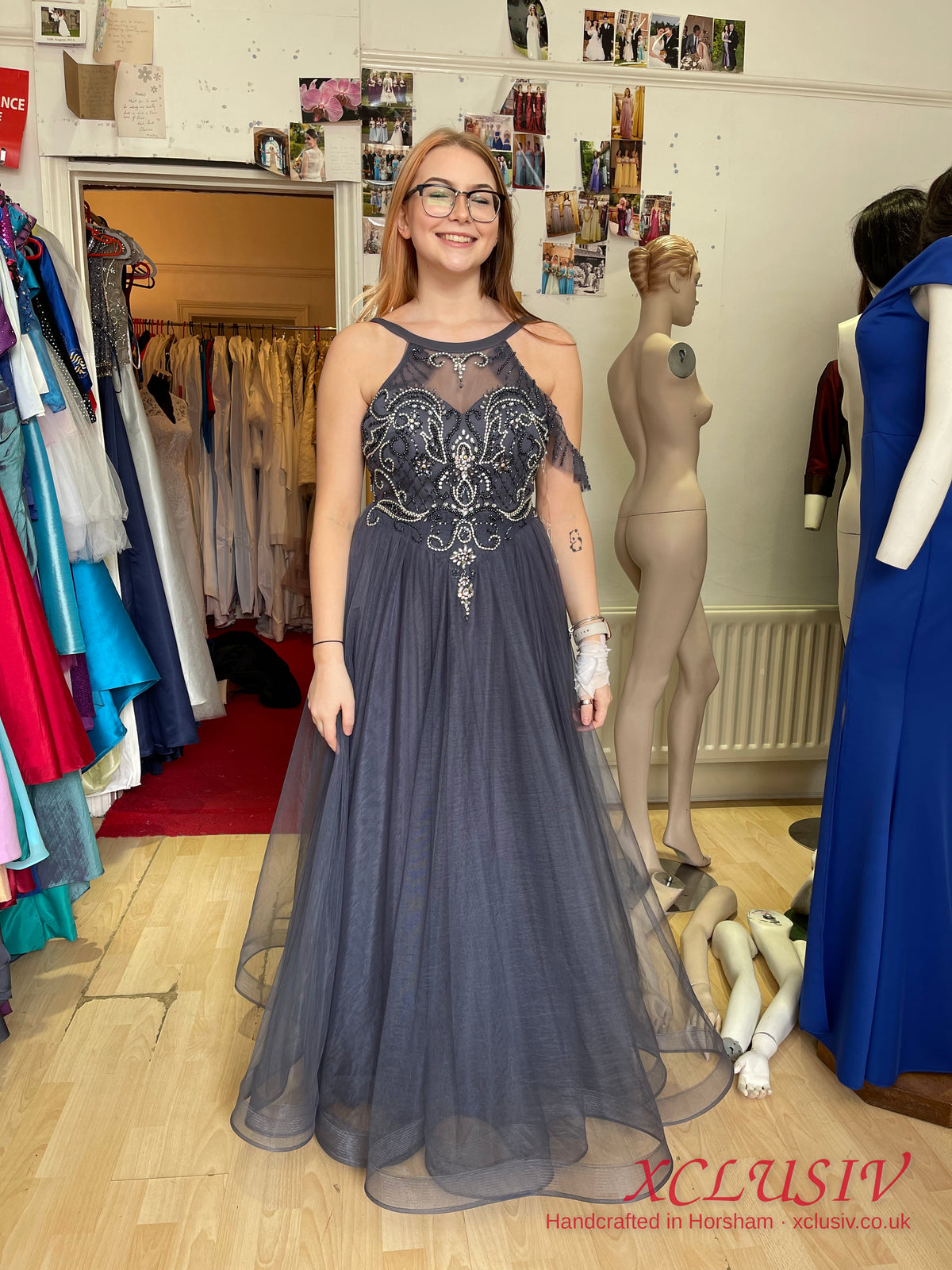 Charcoal Tulle Beaded Halter Prom Dress – XCLUSIV Horsham