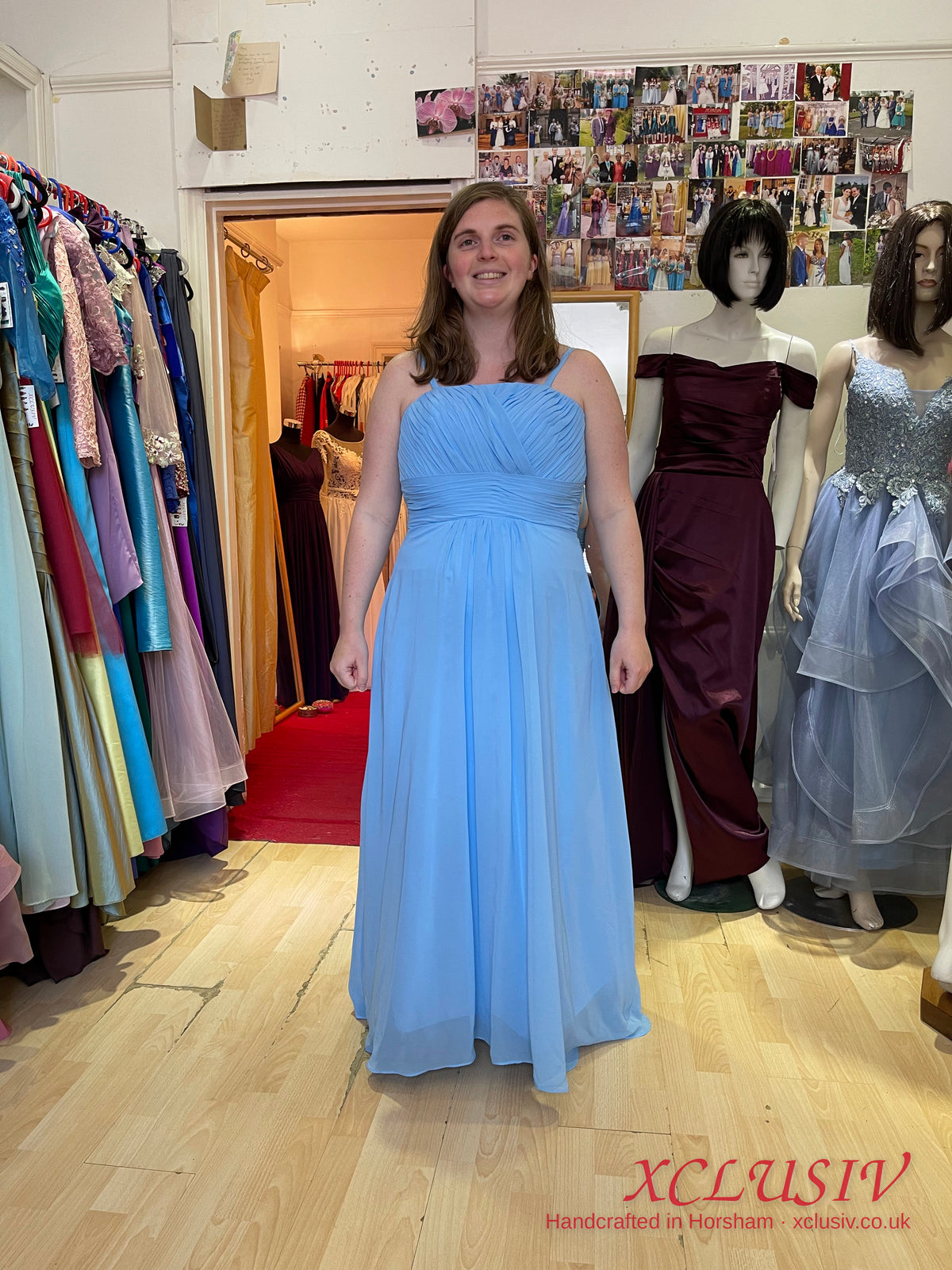 Cornflower Blue Chiffon Strapless Lace-Up Back Bridesmaid Dress – XCLUSIV Horsham