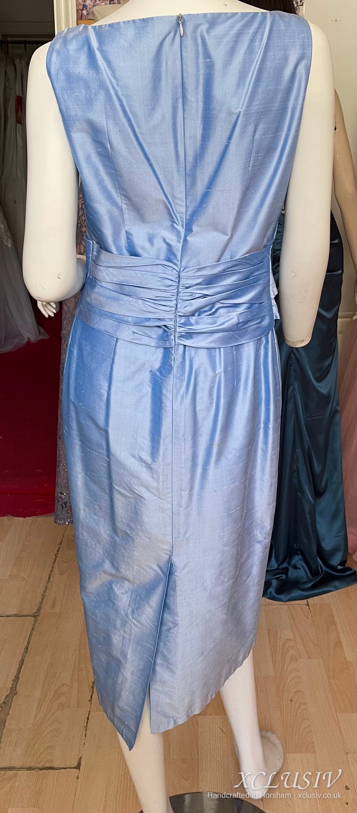 Cornflower Blue Embroidered Silk Dress & Bolero – Mother of the Bride – XCLUSIV Horsham (view 3)