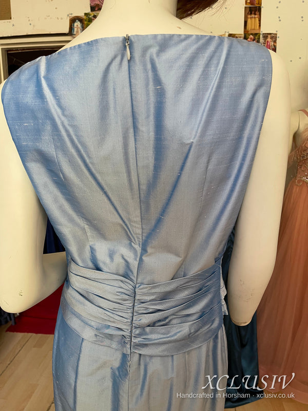 Cornflower Blue Embroidered Silk Dress & Bolero – Mother of the Bride – XCLUSIV Horsham (view 4)