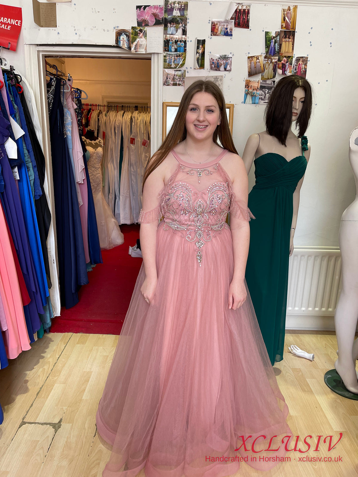 Dusty Pink Tulle Beaded Halter Prom Dress – XCLUSIV Horsham (view 7)