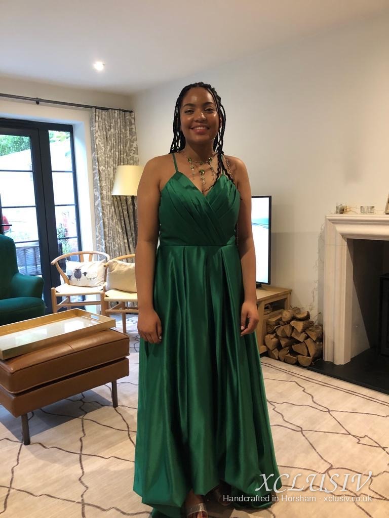 Emerald Green Satin Halter Prom Dress – XCLUSIV Horsham