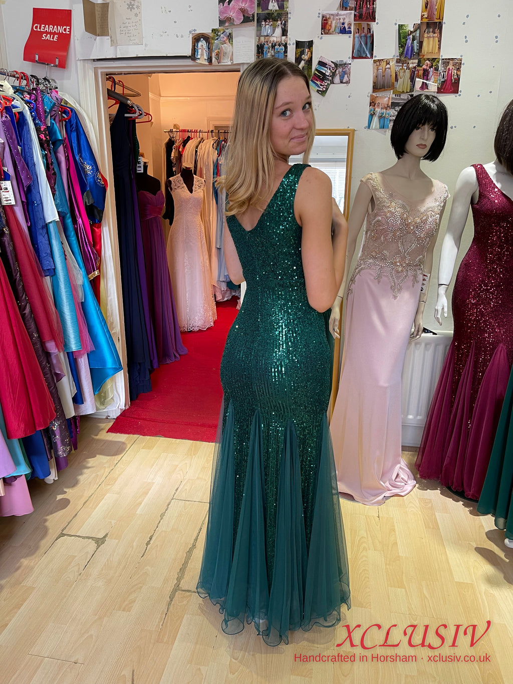 Emerald Sequin Tulle Mermaid Prom Dress – XCLUSIV Horsham (view 2)