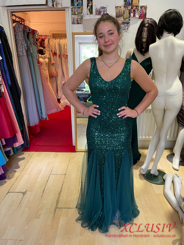 Emerald Sequin Tulle Mermaid Prom Dress – XCLUSIV Horsham (view 3)