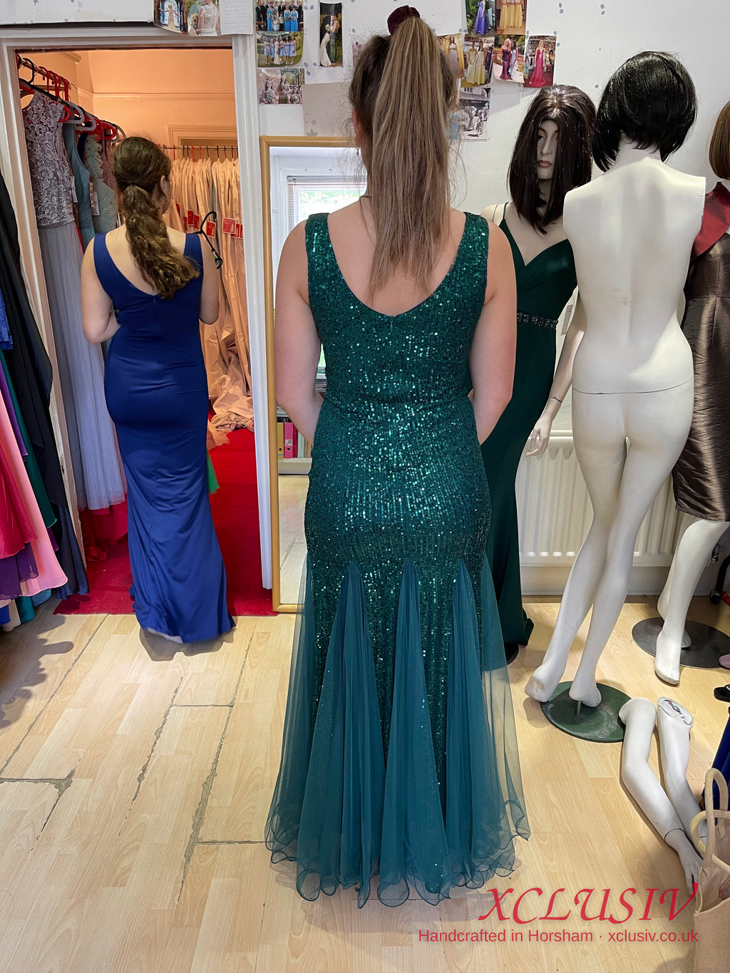 Emerald Sequin Tulle Mermaid Prom Dress – XCLUSIV Horsham (view 4)