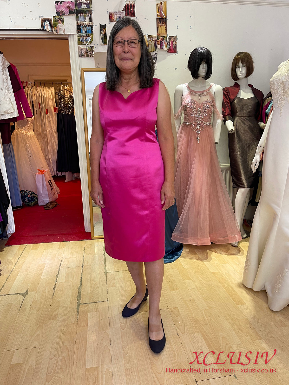 Fuchsia Satin Shift Dress & Jacket – Mother of the Bride – XCLUSIV Horsham