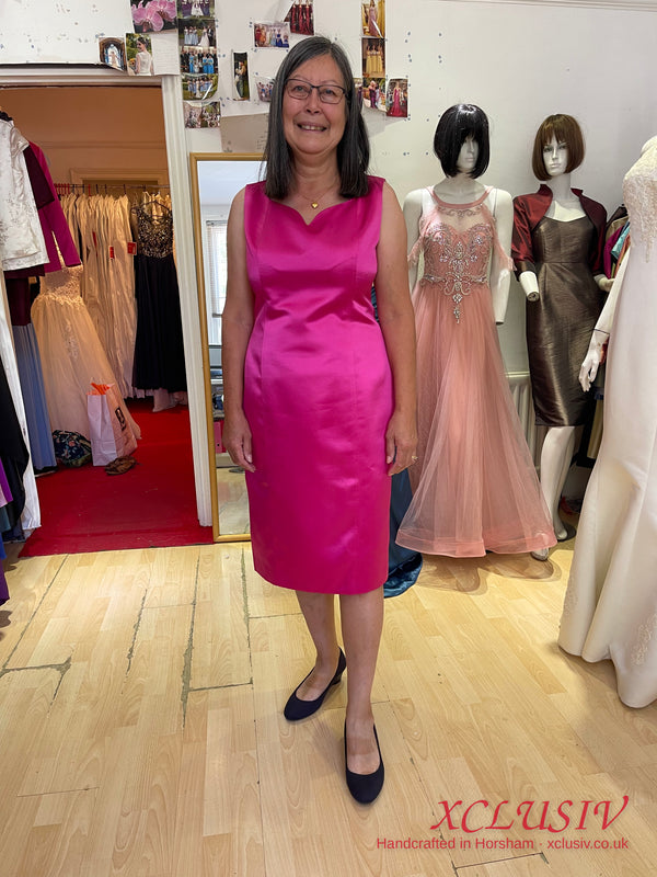 Fuchsia Satin Shift Dress & Jacket – Mother of the Bride – XCLUSIV Horsham (view 2)
