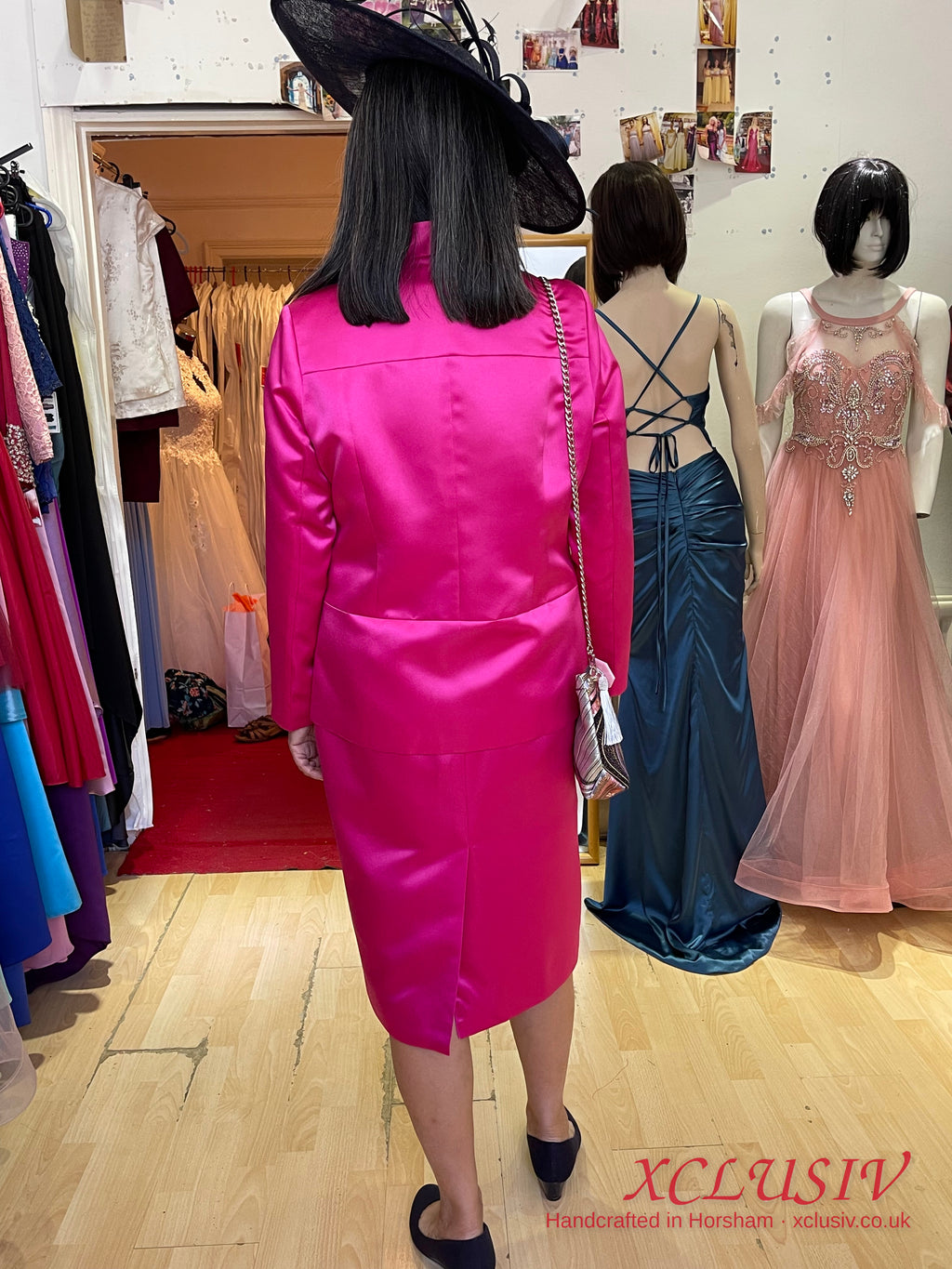 Fuchsia Satin Shift Dress & Jacket – Mother of the Bride – XCLUSIV Horsham (view 7)