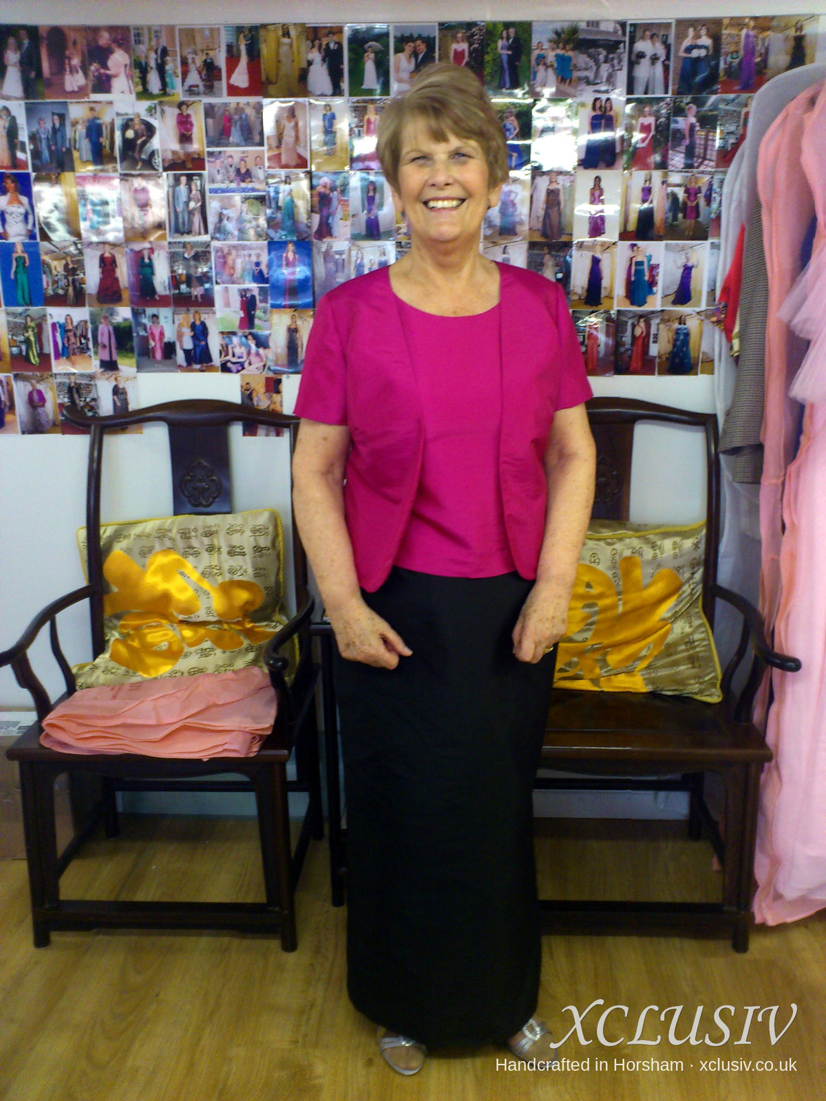 Fuchsia Silk Jacket & Black Long Skirt – Mother of the Bride – XCLUSIV Horsham