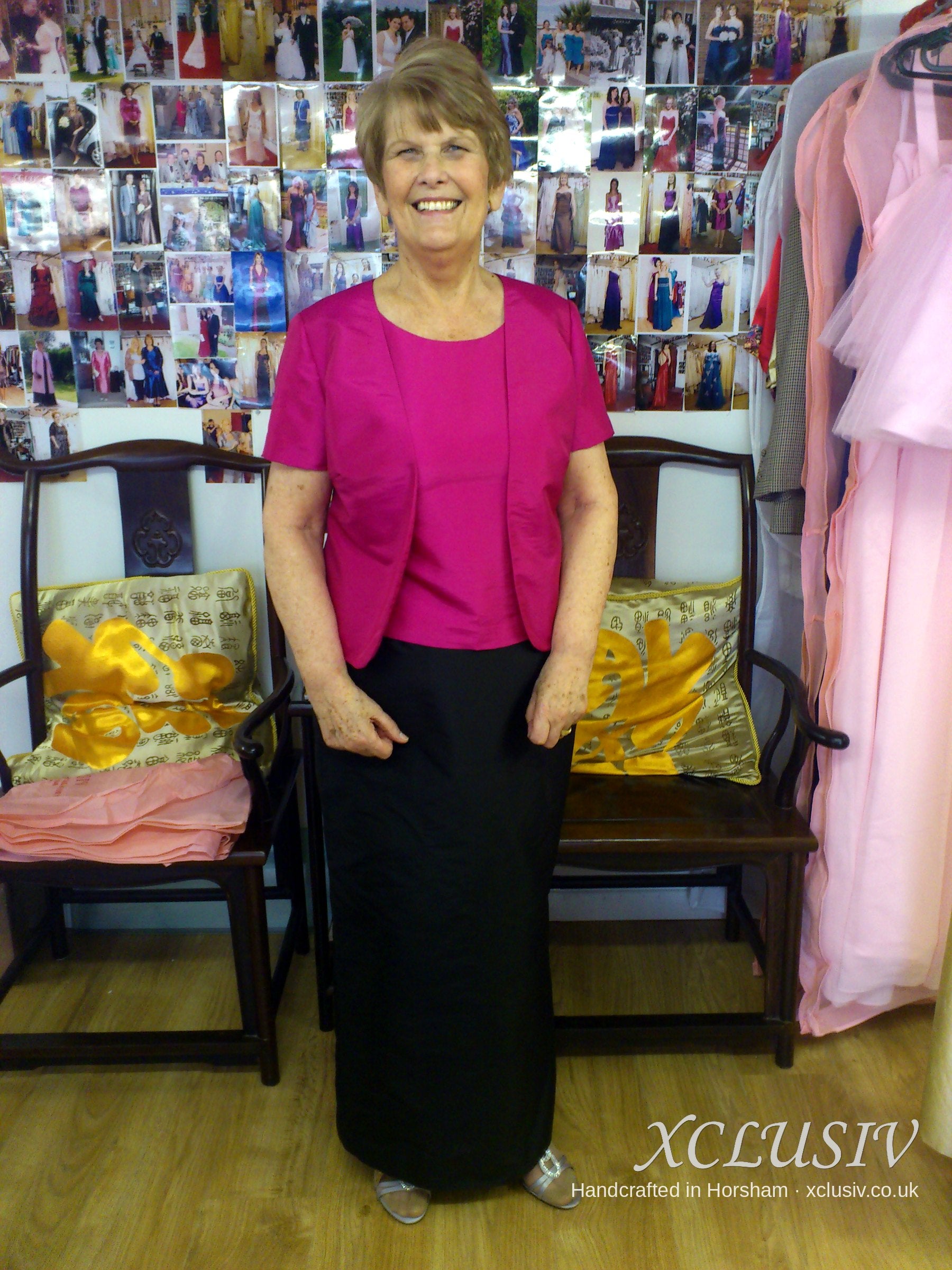 Fuchsia Silk Jacket & Black Long Skirt – Mother of the Bride Secondary image