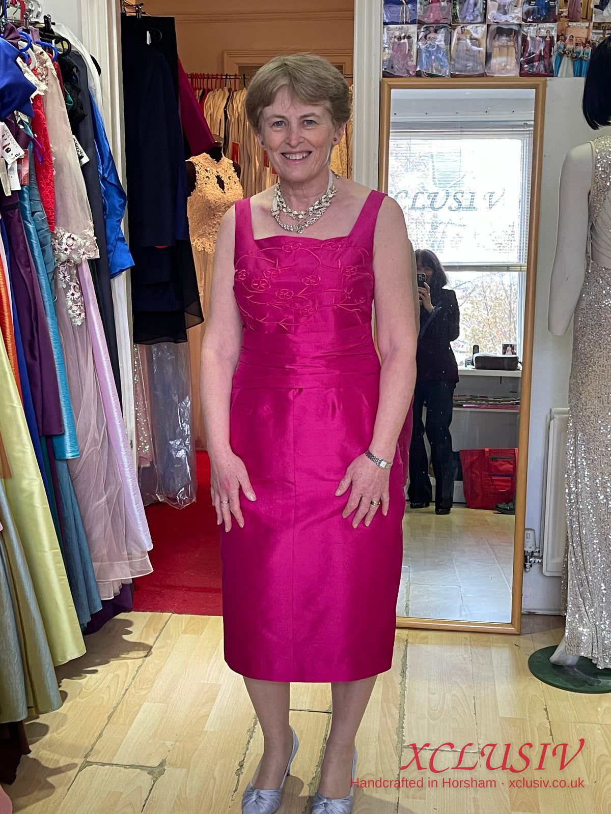 Fuchsia Silk Shift Dress & Jacket – Mother of the Bride – XCLUSIV Horsham (view 3)