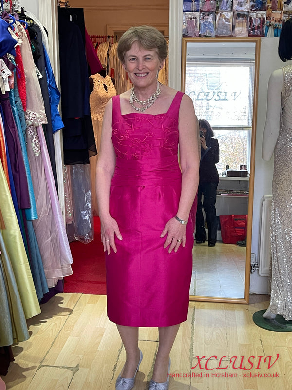 Fuchsia Silk Shift Dress & Jacket – Mother of the Bride – XCLUSIV Horsham (view 3)
